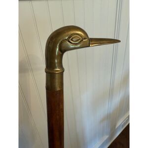 Vintage Solid Brass Duck‎ Goose Head Walking Stick Cane Used
